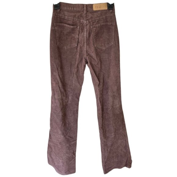 PacSun High Rise Bootcut Corduroy Pants Women's 24x32 Brown Button Fly - Picture 2 of 9